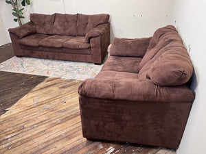 FREE DELIVERY! 🚚 - Chocolate Brown Microfiber 3 Seater Couch & Loveseat Set