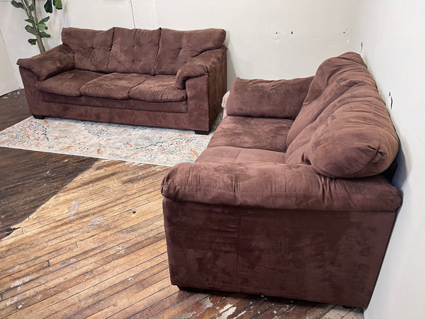 FREE DELIVERY! 🚚 - Chocolate Brown Microfiber 3 Seater Couch & Loveseat Set