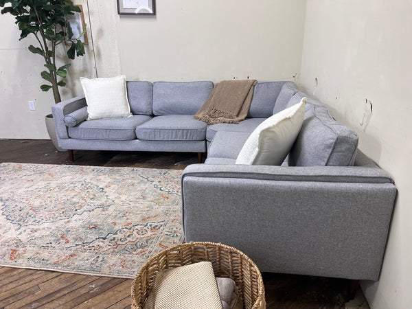 FREE DELIVERY! 🚚 - Light Gray Mid Century Sectional Couch