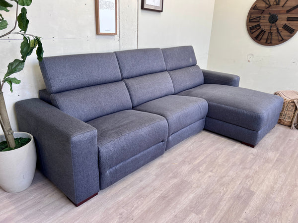 FREE DELIVERY! 🚚 - Modern Blueish Gray Tufted Tilted Headrests Sectional Couch with Chaise