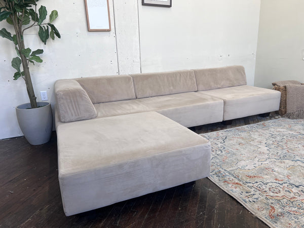FREE DELIVERY! 🚚 - West Elm Beige Microfiber Rearrangeable Modular Modern Sectional Couch with Chaise