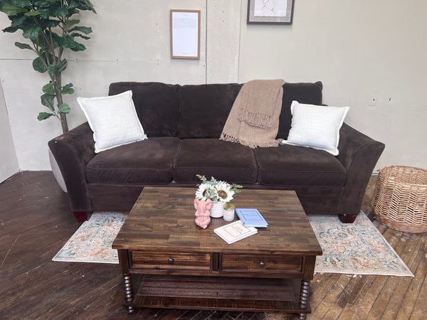 FREE DELIVERY! 🚚 - Jordan’s Klaussner Brown Suede 3 Seater Couch Cozy Couple