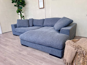 FREE DELIVERY! 🚚 - Bluish Gray Modern Deep-Seated Sectional Couch with Reversible Chaise