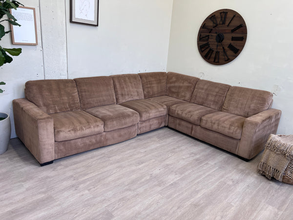 FREE DELIVERY! 🚚 - Italsofa Corduroy Light Brown Modern Rearrangeable Sectional Couch