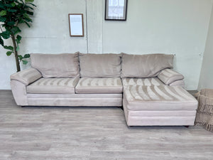 FREE DELIVERY! 🚚 - Beige Microfiber Modern Sectional Couch with Chaise