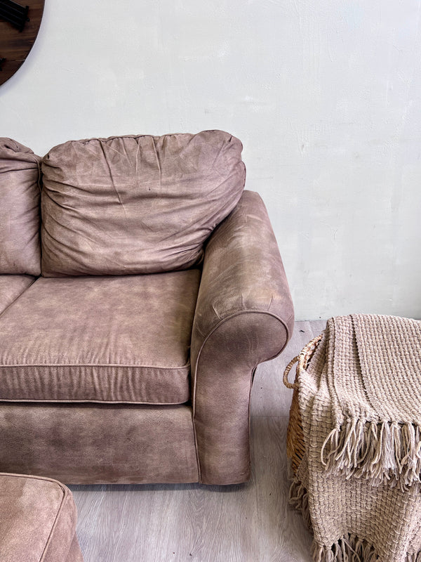 FREE DELIVERY! 🚚 - Brown Synthetic Leather U Sectional Couch with Chaise and Storage Roller Ottoman Cozy Couple