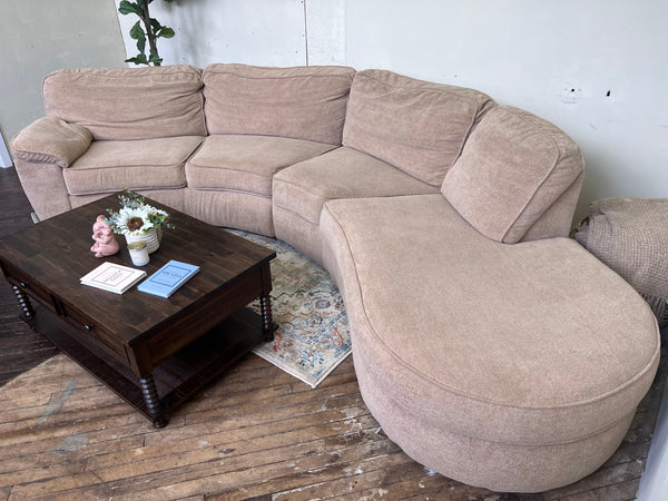 FREE DELIVERY! 🚚 - Bernie & Phyl’s Beige Boucle Sectional Couch with Rounded Chaise Cozy Couple