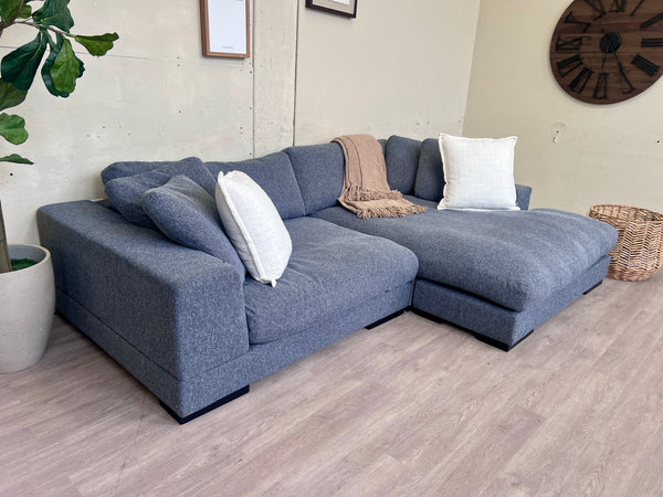 FREE DELIVERY! 🚚 - Bluish Gray Modern Deep-Seated Sectional Couch with Reversible Chaise