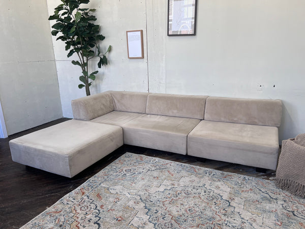 FREE DELIVERY! 🚚 - West Elm Beige Microfiber Rearrangeable Modular Modern Sectional Couch with Chaise