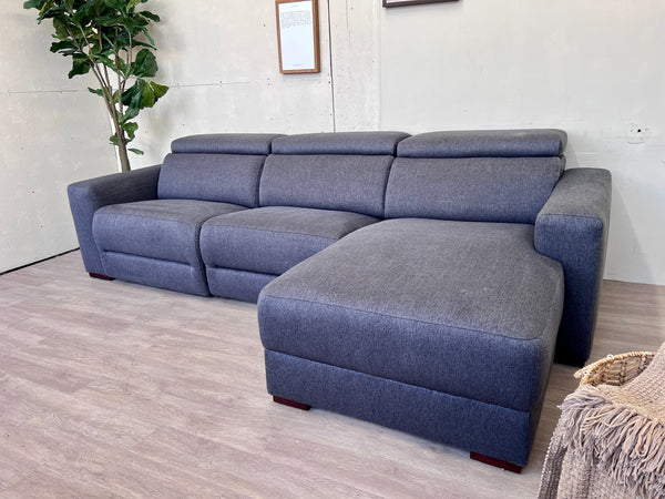 FREE DELIVERY! 🚚 - Modern Blueish Gray Tufted Tilted Headrests Sectional Couch with Chaise