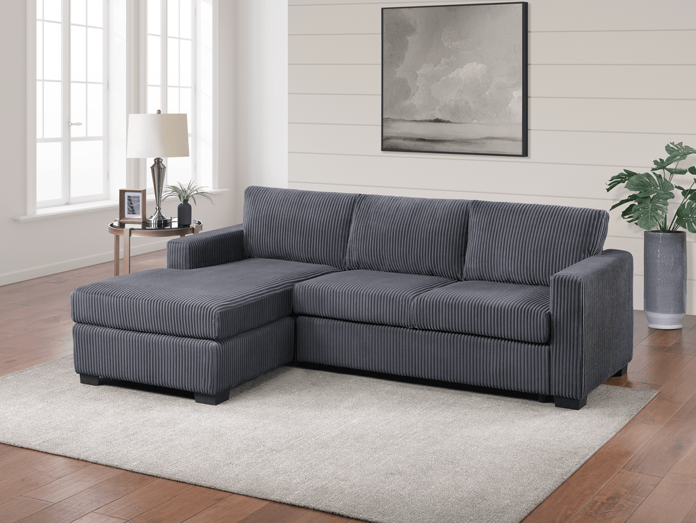 (Brand New) "Benjamin" Corduroy Modern 2-Piece L Sectional Couch with Chaise