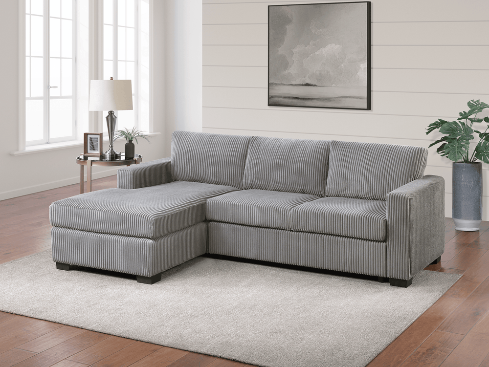 (Brand New) "Benjamin" Corduroy Modern 2-Piece L Sectional Couch with Chaise