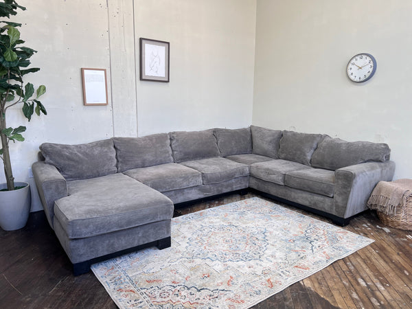 FREE DELIVERY! 🚚 - Gray Modern Microfiber U Sectional Couch with Chaise Cozy Couple