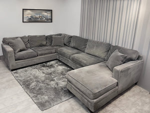 FREE DELIVERY! - Boston Interiors Grey Suede Sectional Cozy Couple
