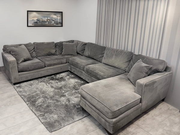 FREE DELIVERY! - Boston Interiors Grey Suede Sectional Cozy Couple