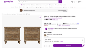 "Rahul" 28'' Tall 2 - Drawer Nightstand with USB in Brown