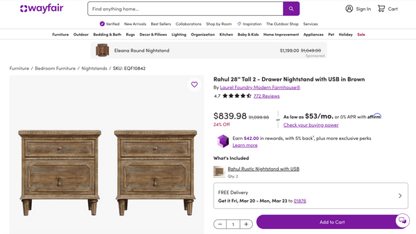 "Rahul" 28'' Tall 2 - Drawer Nightstand with USB in Brown