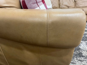 FREE DELIVERY! 🚚 - Jordan’s Furniture Tan Genuine Leather Sectional Cozy Couple