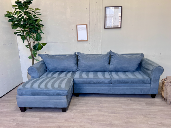 FREE DELIVERY! 🚚 - Bob’s Furniture Grayish Blue Microfiber Modern Sectional Couch with Chaise