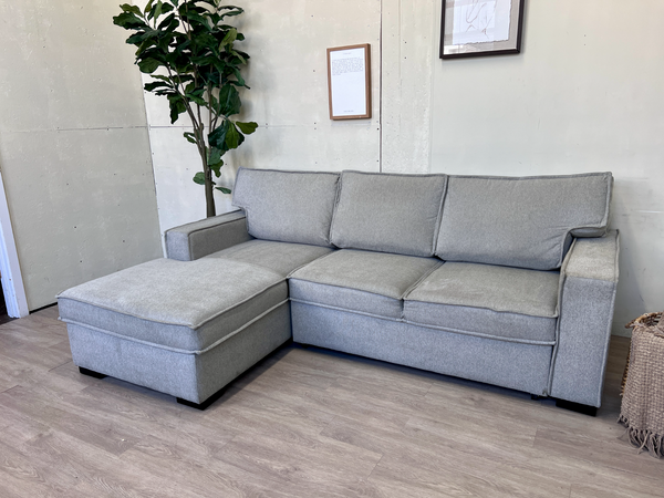 FREE DELIVERY! 🚚 - Bob’s Furniture “Playscape” Modern Light Gray Sleeper Sectional Couch with Storage Chaise