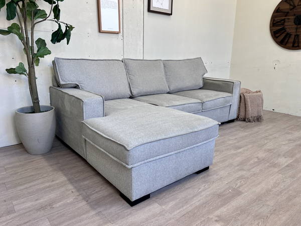 FREE DELIVERY! 🚚 - Bob’s Furniture “Playscape” Modern Light Gray Sleeper Sectional Couch with Storage Chaise