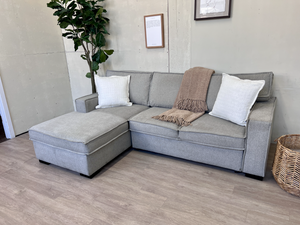 FREE DELIVERY! 🚚 - Bob’s Furniture “Playscape” Modern Light Gray Sleeper Sectional Couch with Storage Chaise