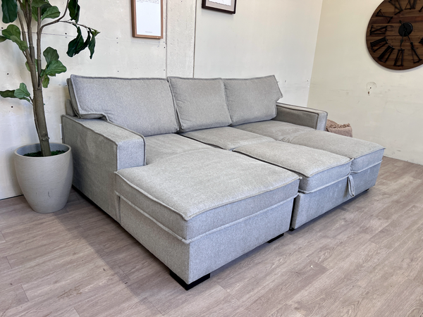 FREE DELIVERY! 🚚 - Bob’s Furniture “Playscape” Modern Light Gray Sleeper Sectional Couch with Storage Chaise