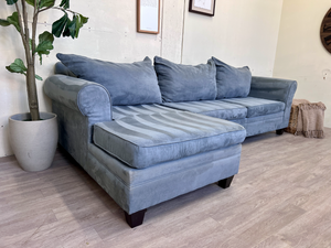 FREE DELIVERY! 🚚 - Bob’s Furniture Grayish Blue Microfiber Modern Sectional Couch with Chaise