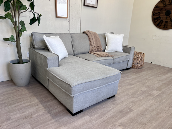 FREE DELIVERY! 🚚 - Bob’s Furniture “Playscape” Modern Light Gray Sleeper Sectional Couch with Storage Chaise