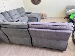 FREE DELIVERY! 🚚 - Jordan’s Furniture Greenish Gray Reclining Rearrangeable Microsuede Modern Tufted U Sectional Couch with Chaise