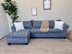 FREE DELIVERY! 🚚 - Bob’s Furniture Grayish Blue Microfiber Modern Sectional Couch with Chaise
