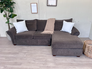 FREE DELIVERY! 🚚 - Alan White Grayish Brown Modern Sectional Couch with Chaise