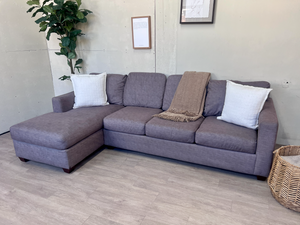 FREE DELIVERY! 🚚 - Jordan’s Furniture Sunbrella Fabric Greenish Gray Modern Deep-Seated Sectional Couch with Chaise The Cozy Collection