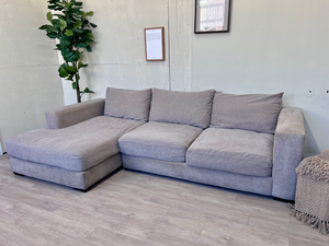 FREE DELIVERY! 🚚 - Ashley’s Furniture Tannish Gray Deep-Seated Modern Sectional Couch with Chaise