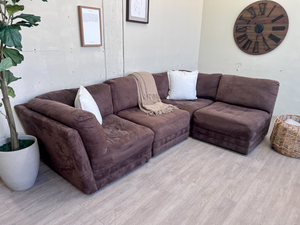 FREE DELIVERY! 🚚 - Bob’s Furniture Brown Modular Microfiber Modern Deep-Seated Sectional Couch The Cozy Collection