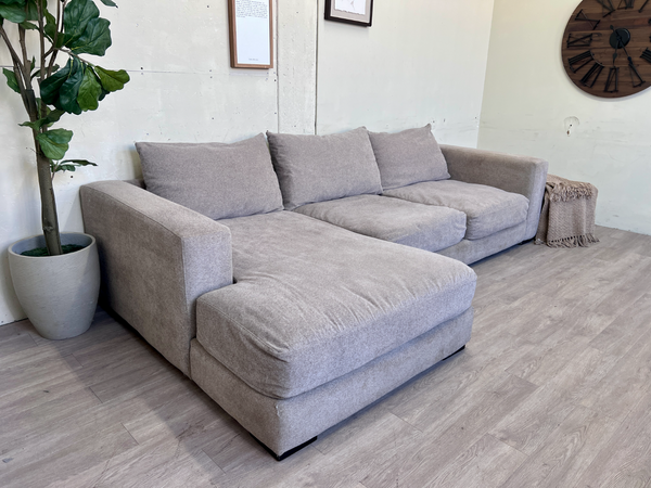 FREE DELIVERY! 🚚 - Ashley’s Furniture Tannish Gray Deep-Seated Modern Sectional Couch with Chaise
