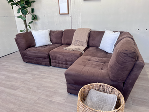 FREE DELIVERY! 🚚 - Bob’s Furniture Brown Modular Microfiber Modern Deep-Seated Sectional Couch The Cozy Collection
