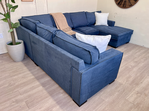 FREE DELIVERY! 🚚 - Bob’s Furniture “Playscape” Blue Modern Sleeper U Sectional Couch with Storage Chaise