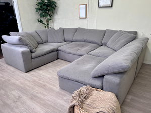 FREE DELIVERY! 🚚 - Bob’s Furniture “Cloud” Modular Rearrangeable Gray Modern Deep-Seated U Sectional Couch with Reversible Chaise