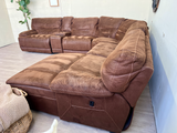 FREE DELIVERY! 🚚 - Jordan’s Furniture Brown Modular Reclining Tufted Microfiber Deep-Seated U Sectional Couch with Chaise