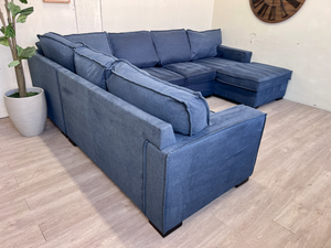 FREE DELIVERY! 🚚 - Bob’s Furniture “Playscape” Blue Modern Sleeper U Sectional Couch with Storage Chaise