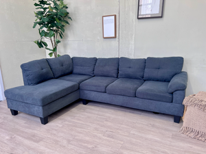 FREE DELIVERY! 🚚 - Blueish Gray Modern Tufted Sectional Couch with Chaise