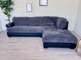 FREE DELIVERY! 🚚 - Bob’s Furniture Gray Black Leather Modern Sectional Couch with Chaise