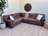 FREE DELIVERY! 🚚 - Brown Tufted Faux Leather Modern Sectional Couch