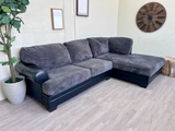 FREE DELIVERY! 🚚 - Bob’s Furniture Gray Black Leather Modern Sectional Couch with Chaise