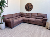 FREE DELIVERY! 🚚 - Brown Tufted Faux Leather Modern Sectional Couch