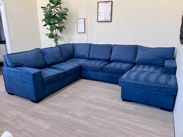 FREE DELIVERY! 🚚 - Bob’s Furniture “Playscape” Blue Modern Sleeper U Sectional Couch with Storage Chaise