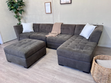 FREE DELIVERY! 🚚 - Gray Modular Modern Tufted Sectional Couch with Chaise & Ottoman Set