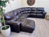 FREE DELIVERY! 🚚 - Bernie & Phyl’s Dark Brown Genuine Leather U Sectional Couch with Chaise