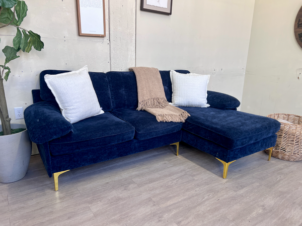 FREE DELIVERY! 🚚 - Blue MCM Sectional Couch with Chaise